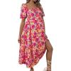 imageFloerns Womens Maternity Floral Print Dress Puff Sleeve Square Neck A Line DressPink