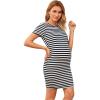 imageFloerns Womens Maternity Short Sleeve Striped Bodycon TShirt DressBlack and White