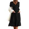 imageFloerns Womens Maternity Wrap V Neck Long Sleeve Rib Knit A Line Midi DressBlack