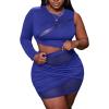 imageFloerns Womens Plus Size Ruched Skirt Set Contrast Mesh Crop Top 2 Piece OutfitBlue