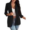 imageFloerns Womens Solid Notched Lapel Long Sleeve Single Breasted Blazer JacketBlack
