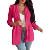 imageFloerns Womens Solid Notched Lapel Long Sleeve Single Breasted Blazer JacketHot Pink