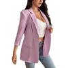 imageFloerns Womens Solid Notched Lapel Long Sleeve Single Breasted Blazer JacketPurple