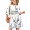 imageFloerns Womens Two Piece Outfit Boho Lantern Sleeve Blouse Top with Skirt SetWhite