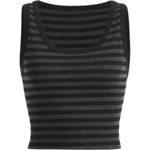 imageFloerns Womens Casual Sleeveless Camisole Scoop Neck Slim Fit Crop Tank TopBlack and Grey