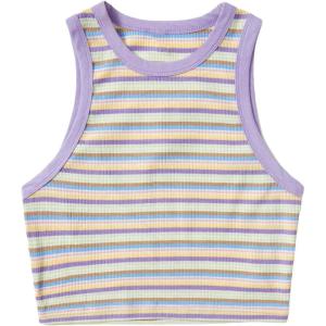 imageFloerns Womens Casual Sleeveless Camisole Scoop Neck Slim Fit Crop Tank TopPurple Multi