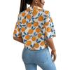imageFloerns Womens All Over Print Button Down Short Sleeve Shirt Blouse Crop TopA Orange Multi