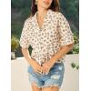 imageFloerns Womens All Over Print Button Down Short Sleeve Shirt Blouse Crop TopFloral Multi