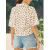 imageFloerns Womens All Over Print Button Down Short Sleeve Shirt Blouse Crop TopFloral Multi