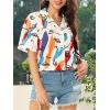 imageFloerns Womens All Over Print Button Down Short Sleeve Shirt Blouse Crop TopPrint Multi