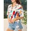 imageFloerns Womens All Over Print Button Down Short Sleeve Shirt Blouse Crop TopPrint Multi