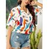 imageFloerns Womens All Over Print Button Down Short Sleeve Shirt Blouse Crop TopPrint Multi