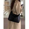 imageFloerns Womens Soft PU Leather Crossbody Bag Vintage Slouchy Hobo Bag with ZipperBlack