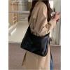 imageFloerns Womens Soft PU Leather Crossbody Bag Vintage Slouchy Hobo Bag with ZipperBlack