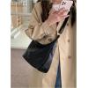 imageFloerns Womens Soft PU Leather Crossbody Bag Vintage Slouchy Hobo Bag with ZipperBlack