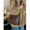 imageFloerns Womens Soft PU Leather Crossbody Bag Vintage Slouchy Hobo Bag with ZipperCoffee Brown