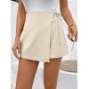 imageFloerns Womens Solid Wrap Front Linen Skirt Shorts Drawstring Knot Side Skort ShortsApricot
