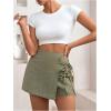 imageFloerns Womens Solid Wrap Front Linen Skirt Shorts Drawstring Knot Side Skort ShortsArmy Green