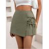 imageFloerns Womens Solid Wrap Front Linen Skirt Shorts Drawstring Knot Side Skort ShortsArmy Green