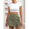 imageFloerns Womens Solid Wrap Front Linen Skirt Shorts Drawstring Knot Side Skort ShortsArmy Green