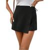 imageFloerns Womens Solid Wrap Front Linen Skirt Shorts Drawstring Knot Side Skort ShortsBlack