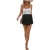 imageFloerns Womens Solid Wrap Front Linen Skirt Shorts Drawstring Knot Side Skort ShortsBlack
