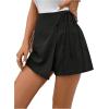 imageFloerns Womens Solid Wrap Front Linen Skirt Shorts Drawstring Knot Side Skort ShortsBlack
