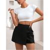 imageFloerns Womens Solid Wrap Front Linen Skirt Shorts Drawstring Knot Side Skort ShortsBlack Solid
