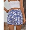 imageFloerns Womens Solid Wrap Front Linen Skirt Shorts Drawstring Knot Side Skort ShortsBlue