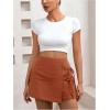 imageFloerns Womens Solid Wrap Front Linen Skirt Shorts Drawstring Knot Side Skort ShortsBrown