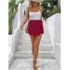 imageFloerns Womens Solid Wrap Front Linen Skirt Shorts Drawstring Knot Side Skort ShortsBurgundy