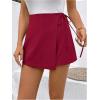 imageFloerns Womens Solid Wrap Front Linen Skirt Shorts Drawstring Knot Side Skort ShortsBurgundy