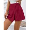 imageFloerns Womens Solid Wrap Front Linen Skirt Shorts Drawstring Knot Side Skort ShortsBurgundy