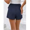 imageFloerns Womens Solid Wrap Front Linen Skirt Shorts Drawstring Knot Side Skort ShortsDark Blue