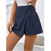 imageFloerns Womens Solid Wrap Front Linen Skirt Shorts Drawstring Knot Side Skort ShortsDark Blue