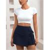 imageFloerns Womens Solid Wrap Front Linen Skirt Shorts Drawstring Knot Side Skort ShortsDeep Blue