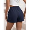 imageFloerns Womens Solid Wrap Front Linen Skirt Shorts Drawstring Knot Side Skort ShortsDeep Blue