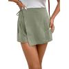 imageFloerns Womens Solid Wrap Front Linen Skirt Shorts Drawstring Knot Side Skort ShortsGreen