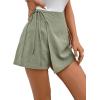 imageFloerns Womens Solid Wrap Front Linen Skirt Shorts Drawstring Knot Side Skort ShortsGreen