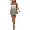 imageFloerns Womens Solid Wrap Front Linen Skirt Shorts Drawstring Knot Side Skort ShortsGreen