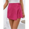 imageFloerns Womens Solid Wrap Front Linen Skirt Shorts Drawstring Knot Side Skort ShortsHot Pink