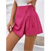imageFloerns Womens Solid Wrap Front Linen Skirt Shorts Drawstring Knot Side Skort ShortsHot Pink