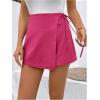 imageFloerns Womens Solid Wrap Front Linen Skirt Shorts Drawstring Knot Side Skort ShortsHot Pink
