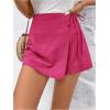 imageFloerns Womens Solid Wrap Front Linen Skirt Shorts Drawstring Knot Side Skort ShortsHot Pink