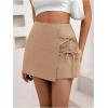 imageFloerns Womens Solid Wrap Front Linen Skirt Shorts Drawstring Knot Side Skort ShortsKhaki