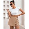 imageFloerns Womens Solid Wrap Front Linen Skirt Shorts Drawstring Knot Side Skort ShortsKhaki