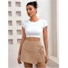 imageFloerns Womens Solid Wrap Front Linen Skirt Shorts Drawstring Knot Side Skort ShortsKhaki