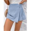 imageFloerns Womens Solid Wrap Front Linen Skirt Shorts Drawstring Knot Side Skort ShortsLight Blue