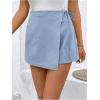 imageFloerns Womens Solid Wrap Front Linen Skirt Shorts Drawstring Knot Side Skort ShortsLight Blue