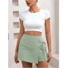 imageFloerns Womens Solid Wrap Front Linen Skirt Shorts Drawstring Knot Side Skort ShortsMint Green